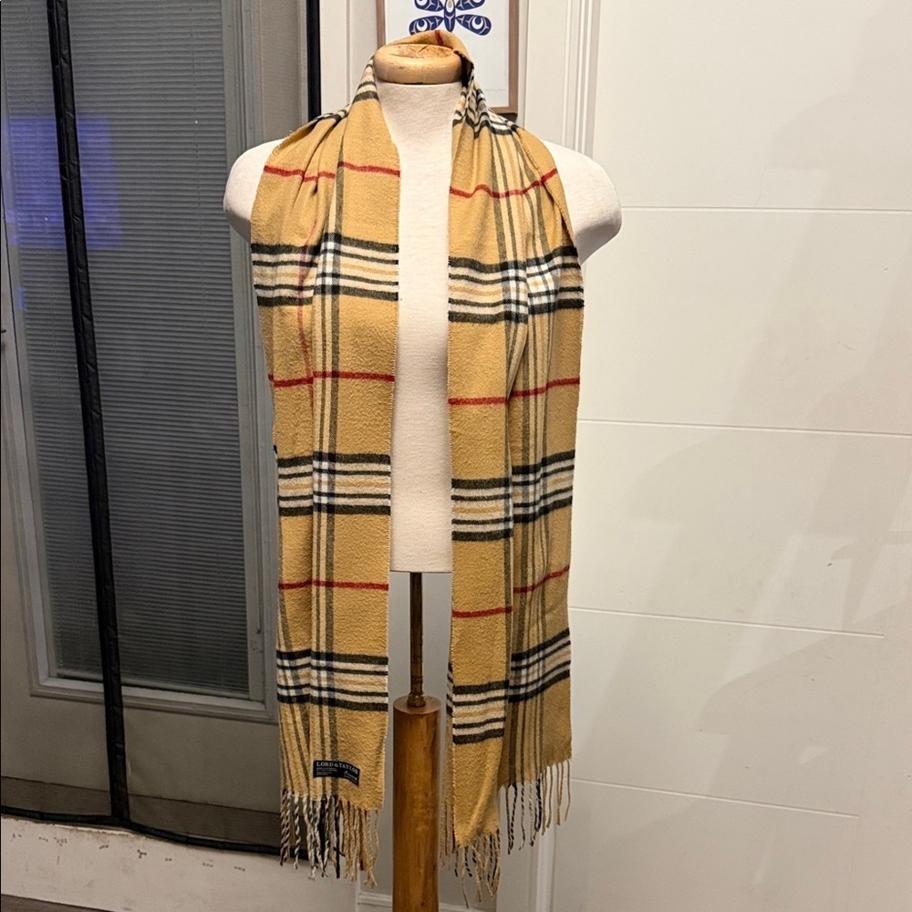 Lord & Taylor Plaid Fringe Scarf